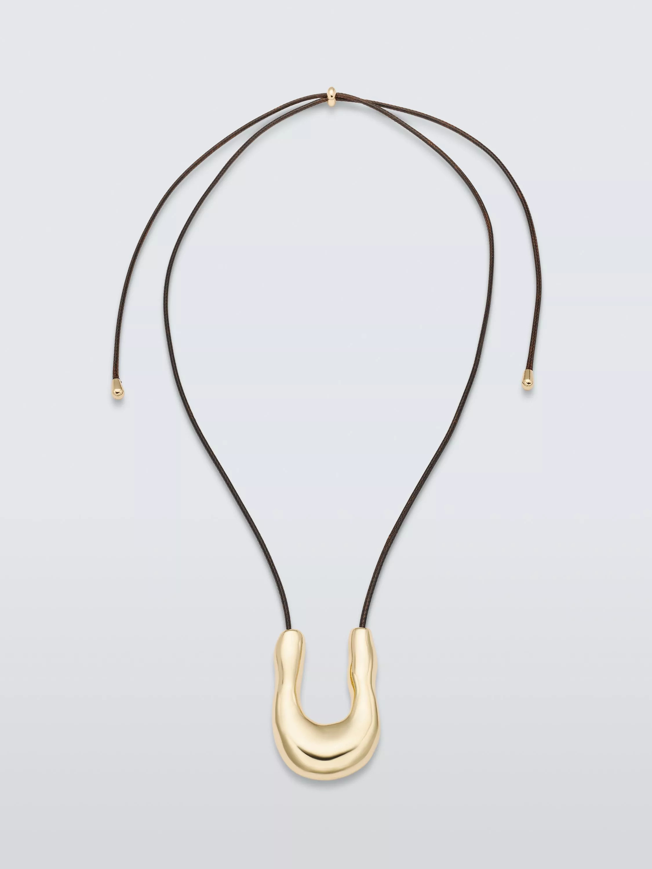 John Lewis Waved U Pendant Necklace, Gold | John Lewis (UK)