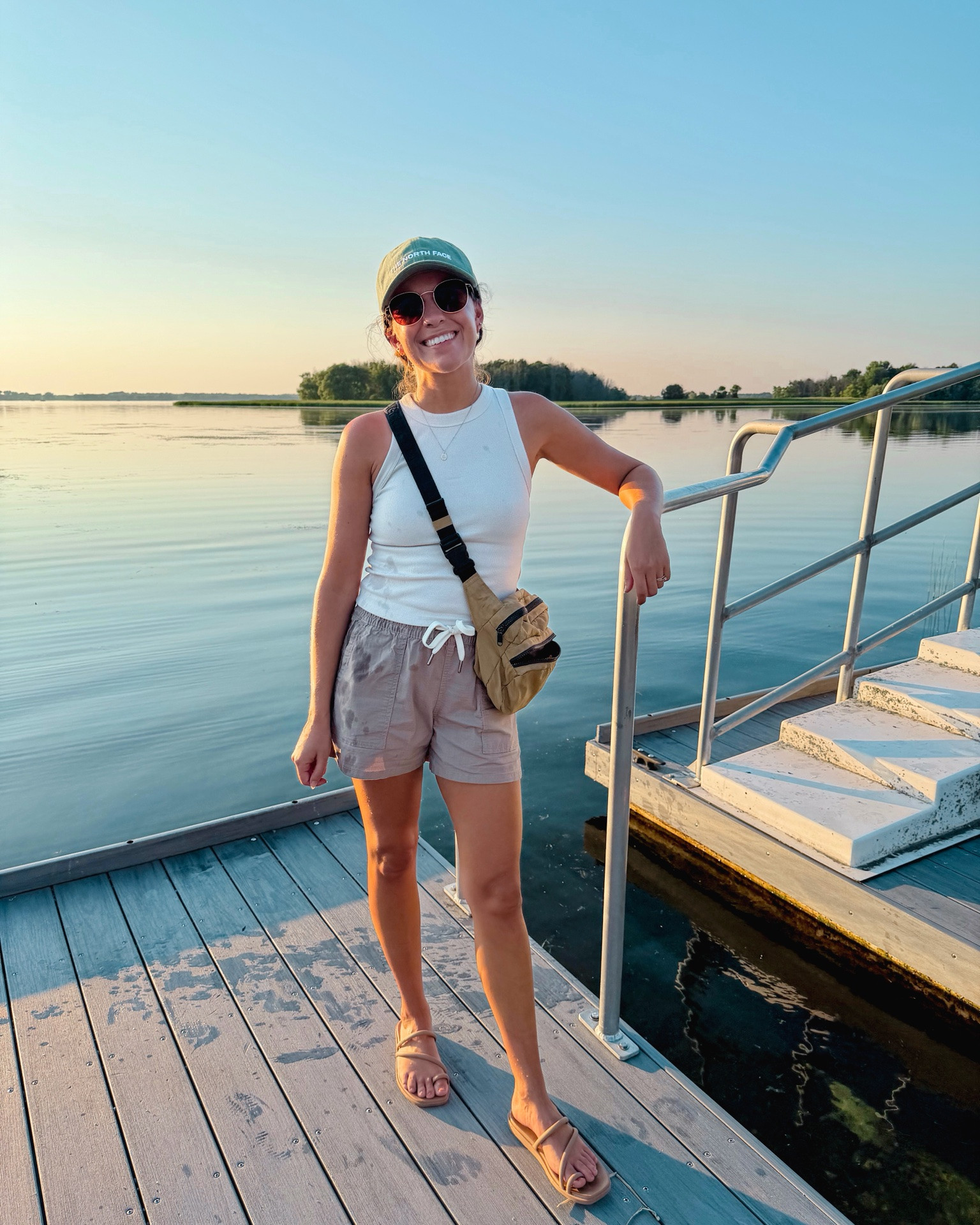 Rollerblading date night!

Small in my bra, small in my tank, and xs on my shorts. My sandals are size 6. My baggu belt bag is sold out in my color, so linked other colors and similar styles..
My hat may be sold out too, so I linked similar.