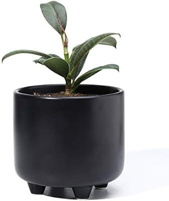 POTEY 051702 Plant Pot with Drainage Hole - 5.3 Inch Glazed Ceramic Modern Planters Indoor Bonsai... | Amazon (US)