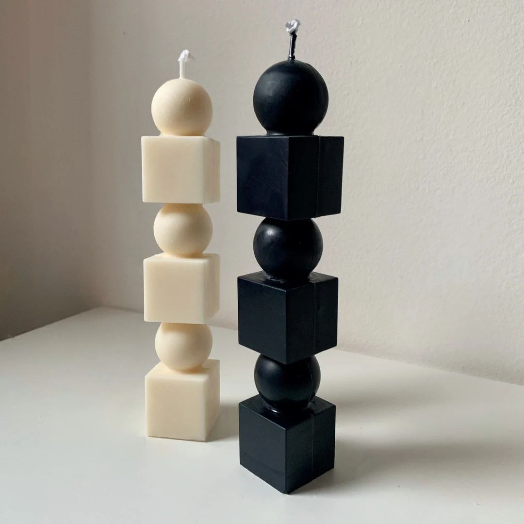 Geometric Shaped Pillar Candle Shaped Candle Aesthetic - Etsy | Etsy (US)