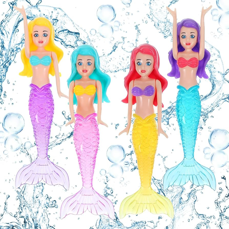 4 Pieces Mermaid Dive Toys, Mermaid Bath Toys Dive Mermaids Underwater Diving Pool Toys Swimming ... | Amazon (US)