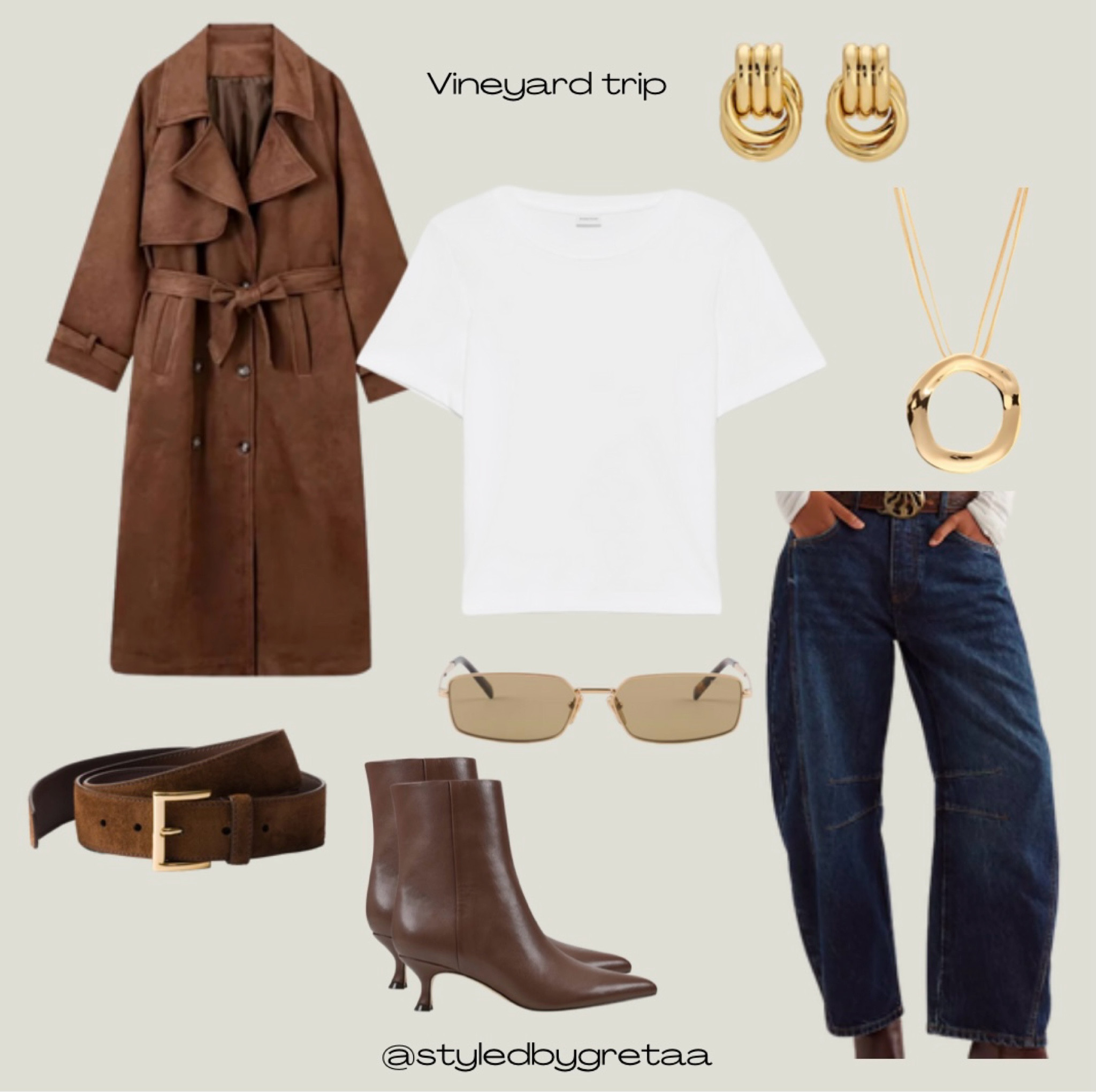 Thanksgiving outfit inspiration! 
POV: you and the girls are going out east to the vineyard 🍷🍂🤎 suede accessories, barrel jeans, long trench coats, and gold accessories make for the perfect look! 

#LTKHoliday #LTKGiftGuide #LTKStyleTip