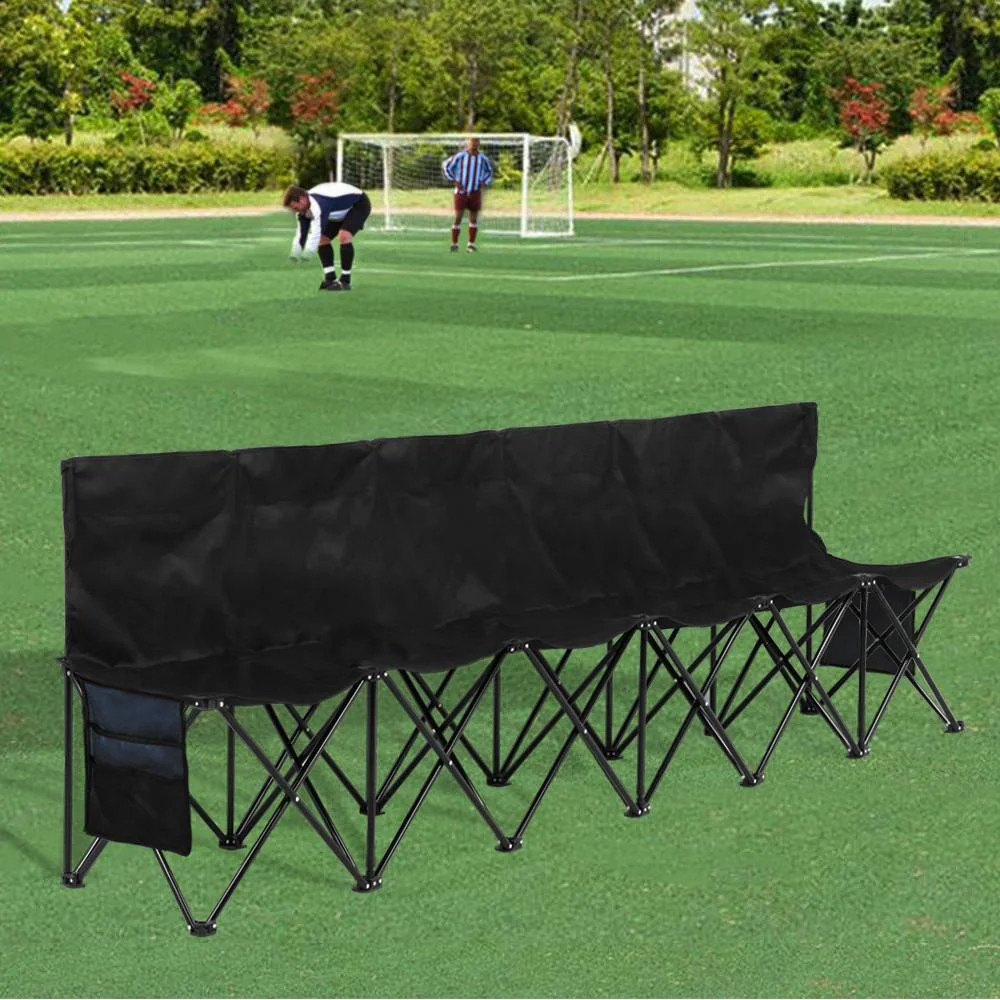SMILE MART 6 Seats Portable Folding Bench for Sports Camping, Black | Walmart (US)