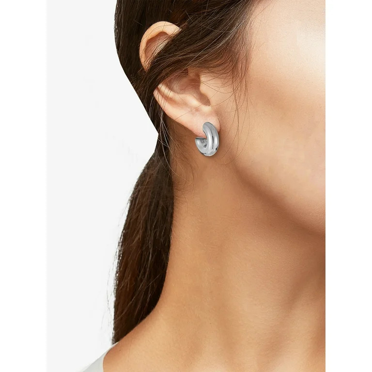 Time and Tru Silvertone Bubble Hoop Earring, 1 Pair | Walmart (US)
