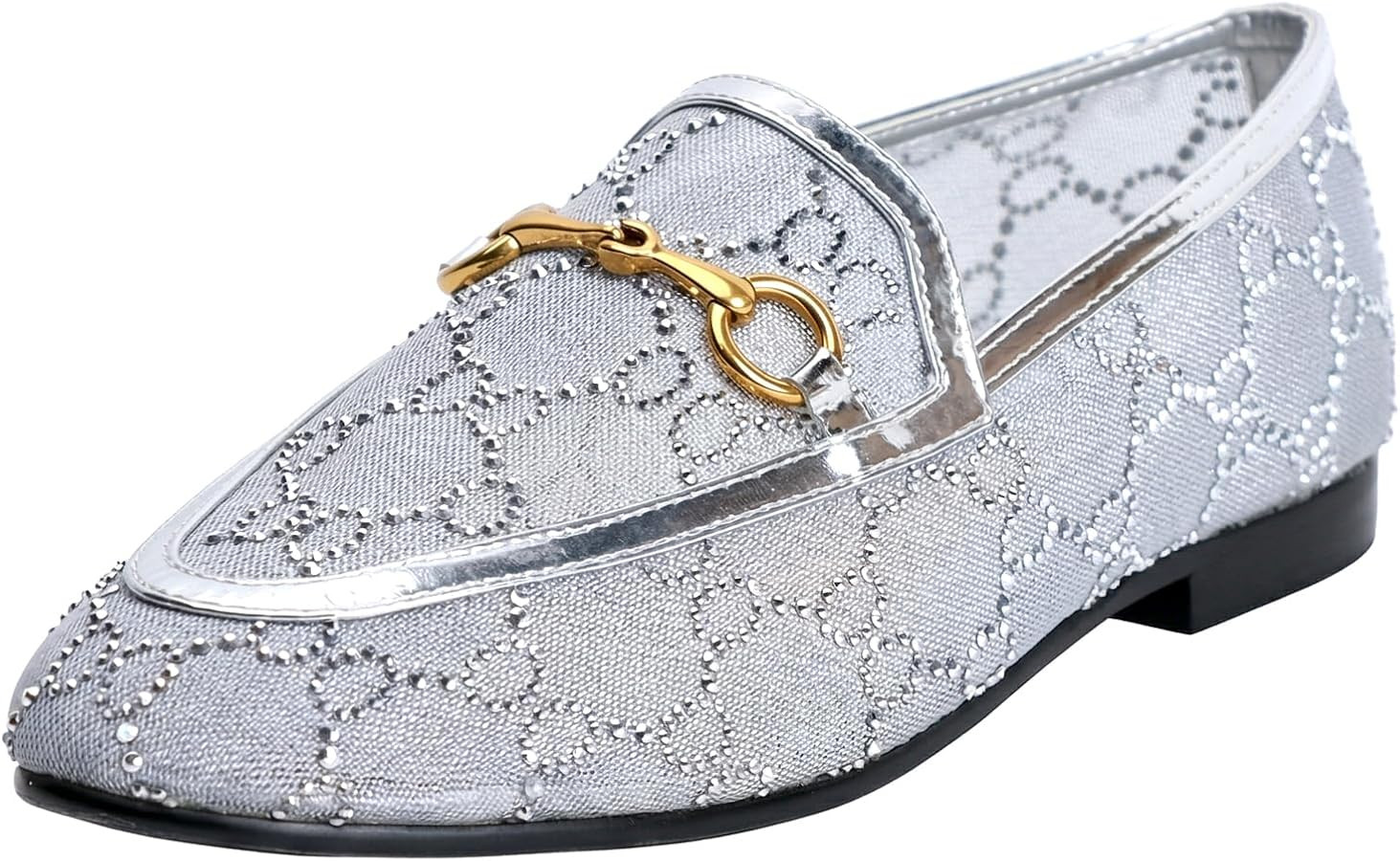 XOBZJH Women’s Mesh Loafers with Rhinestones – Breathable Hollow Out Dress Shoes, Sparkling Horsebit Mules, Comfortable Slip-on Sparkly Flats for Summer Office & Wedding | Amazon (US)