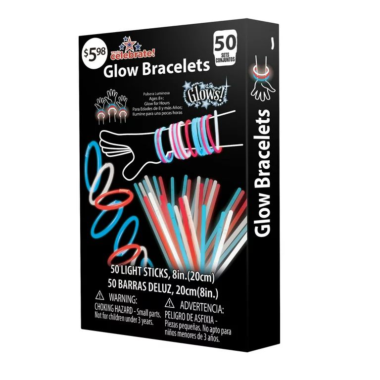 Way To Celebrate, 4th of July Glow Stick Bracelets; 100ct - Walmart.com | Walmart (US)