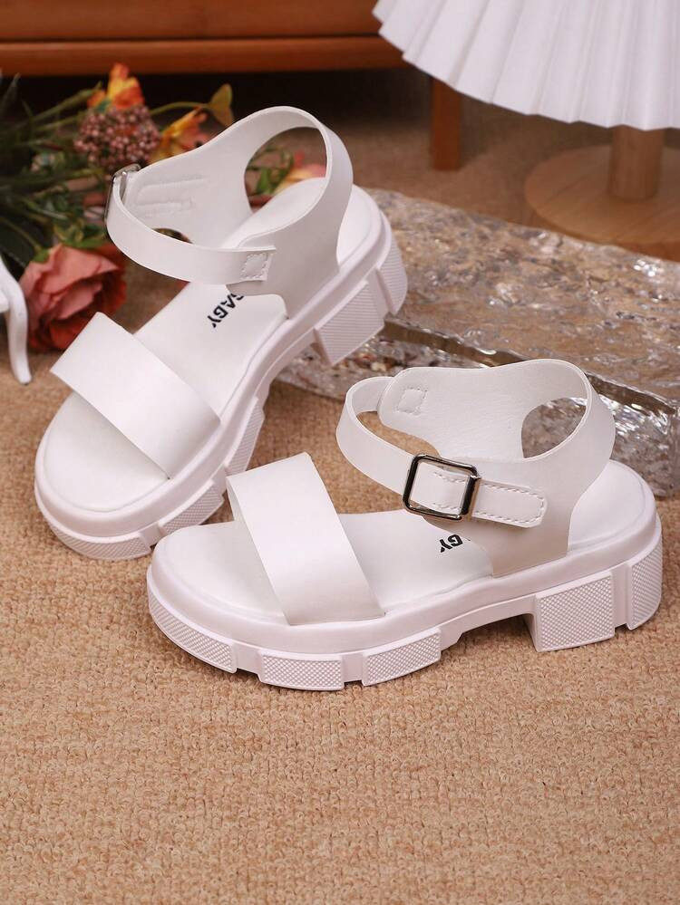 Girls' Fashion Roman Sandals, Thick Sole High Heel Shoes, Elegant Princess Shoes, Suitable For Daily Shopping, Parties And Beach Wear | SHEIN