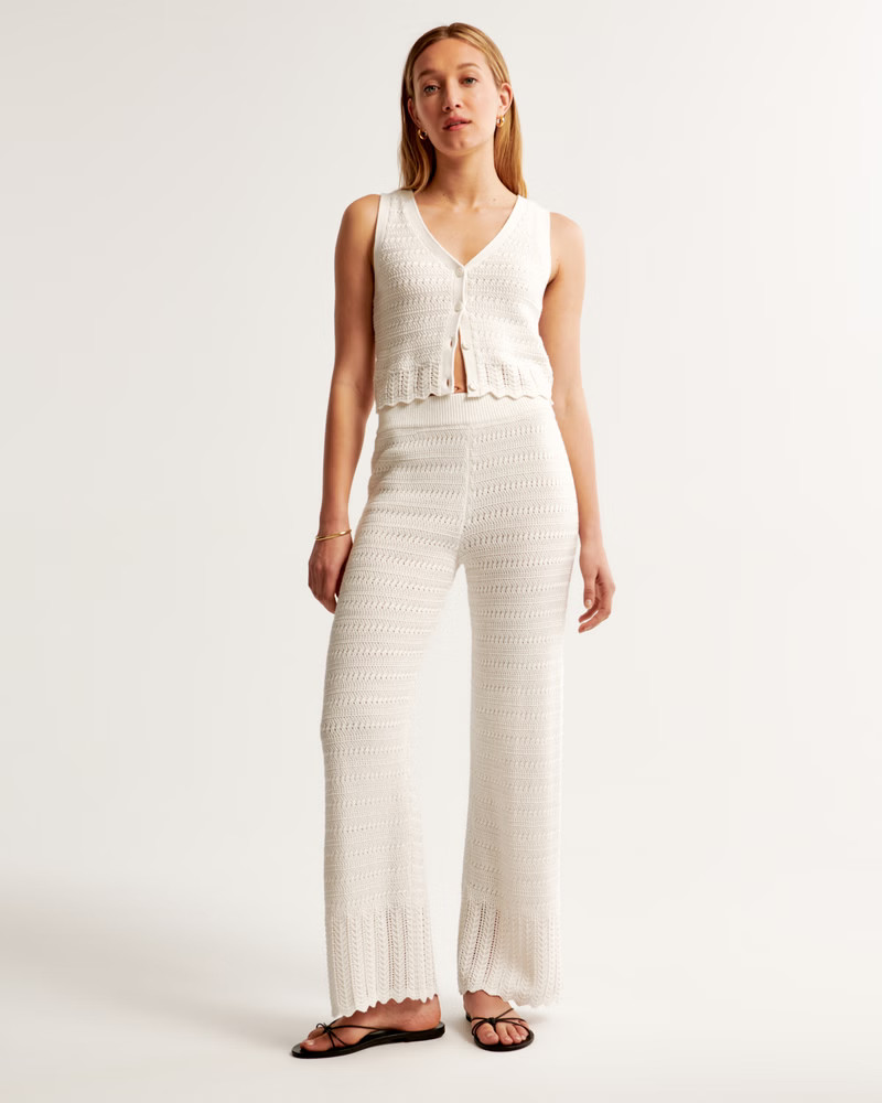 Crochet-Style Wide Leg Pant | Abercrombie & Fitch (US)