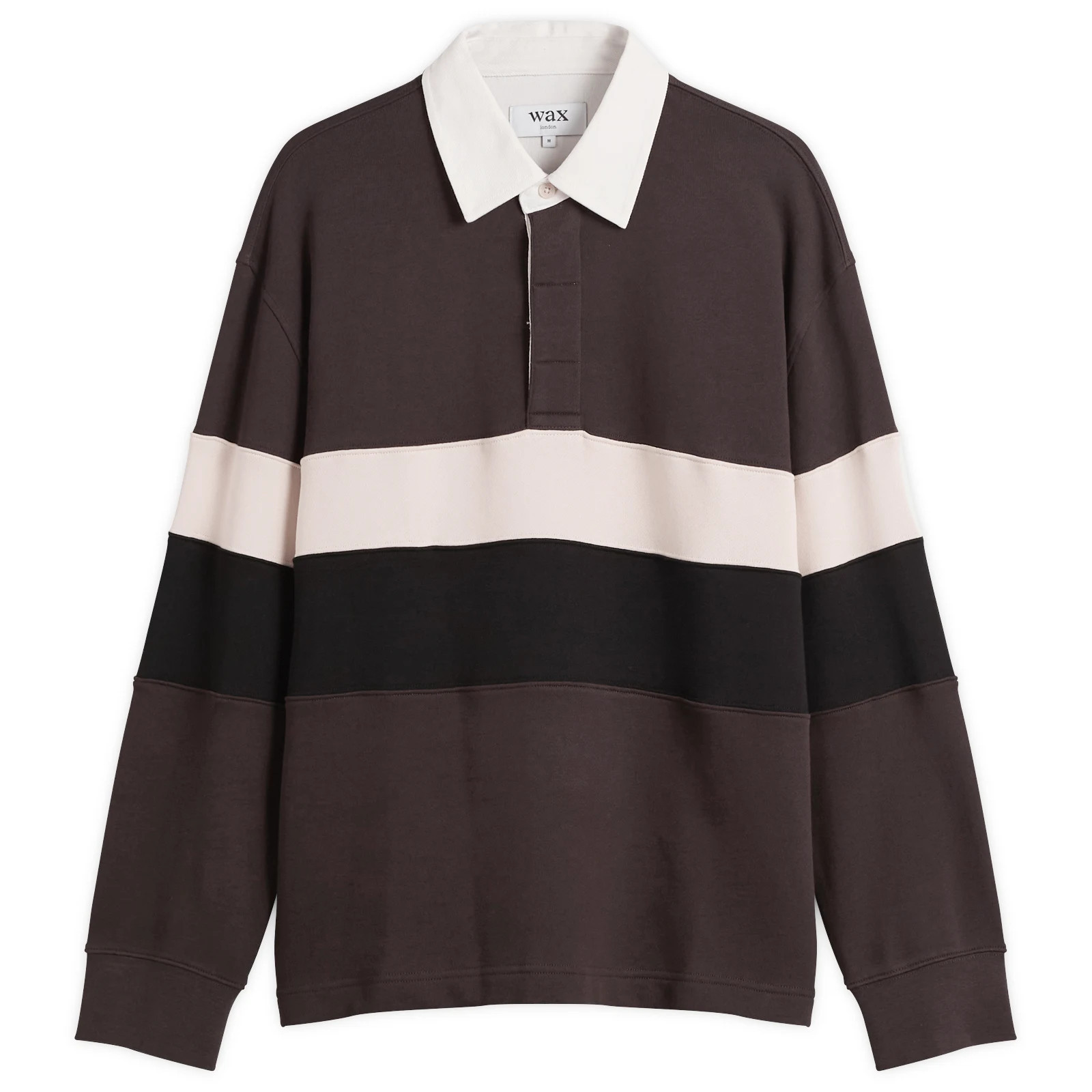 Wax London Men's Rowhill Rugby Shirt in Brown/Black, Size Medium | END. Clothing