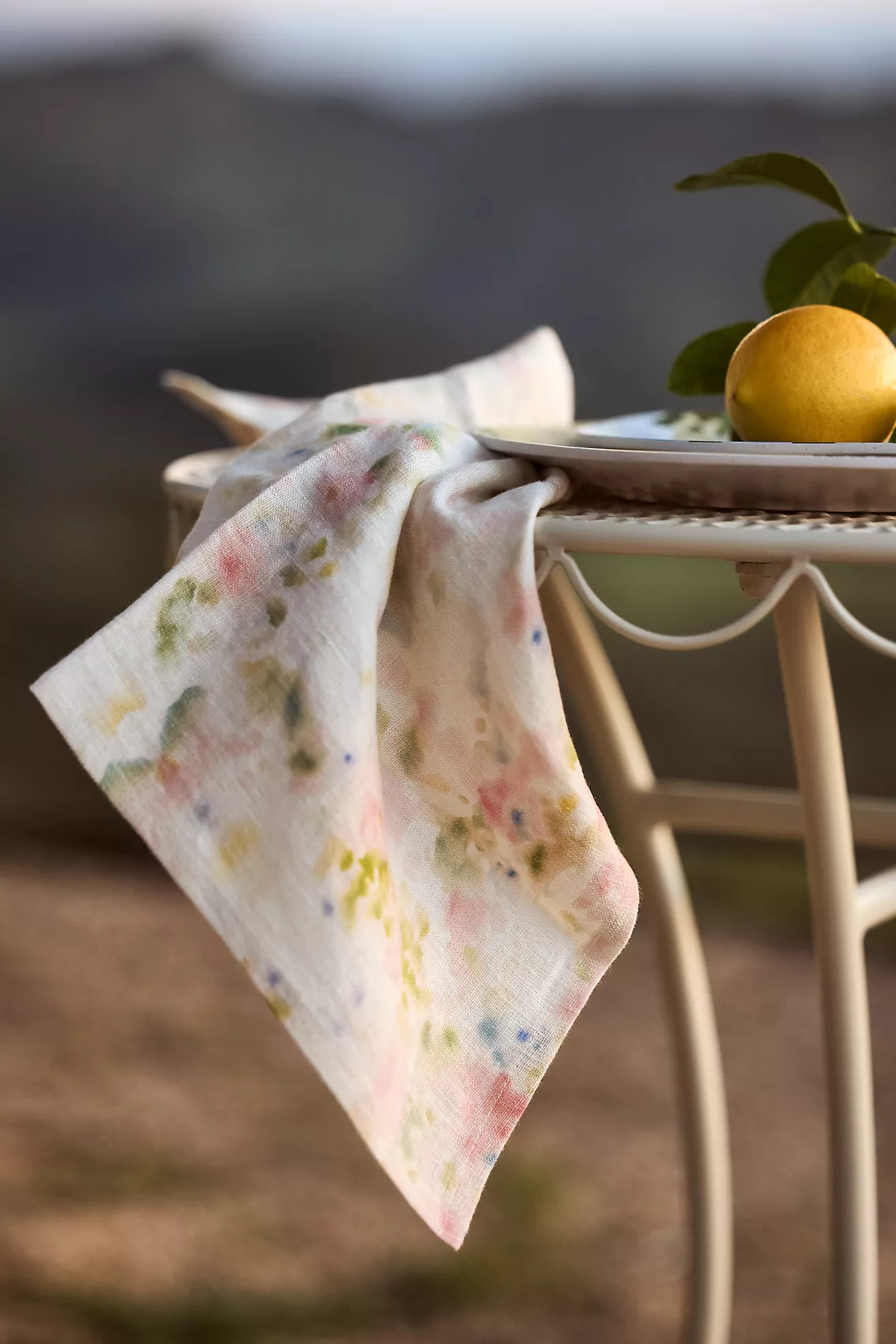 Watercolor Blooms Linen Napkins, Set of 2 | Anthropologie (US)