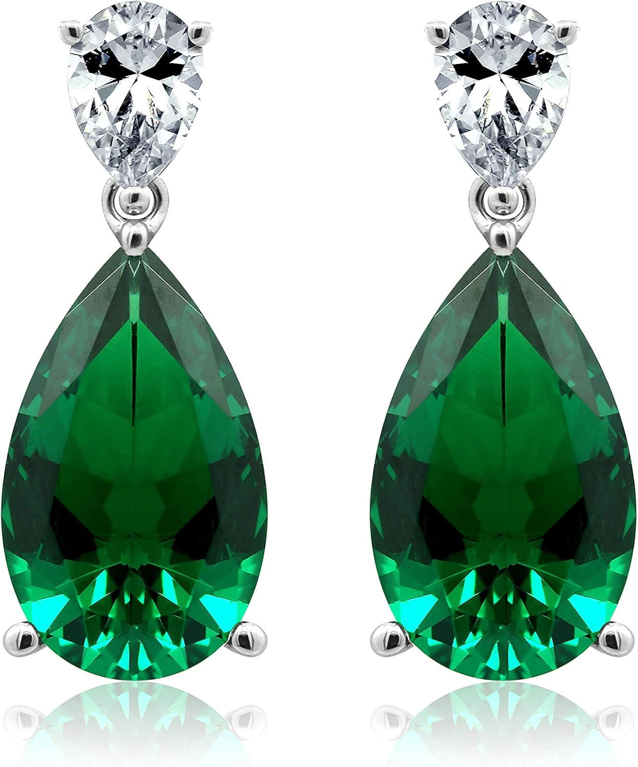KIERA COUTURE Emerald Pear Drop Earring | Amazon (US)