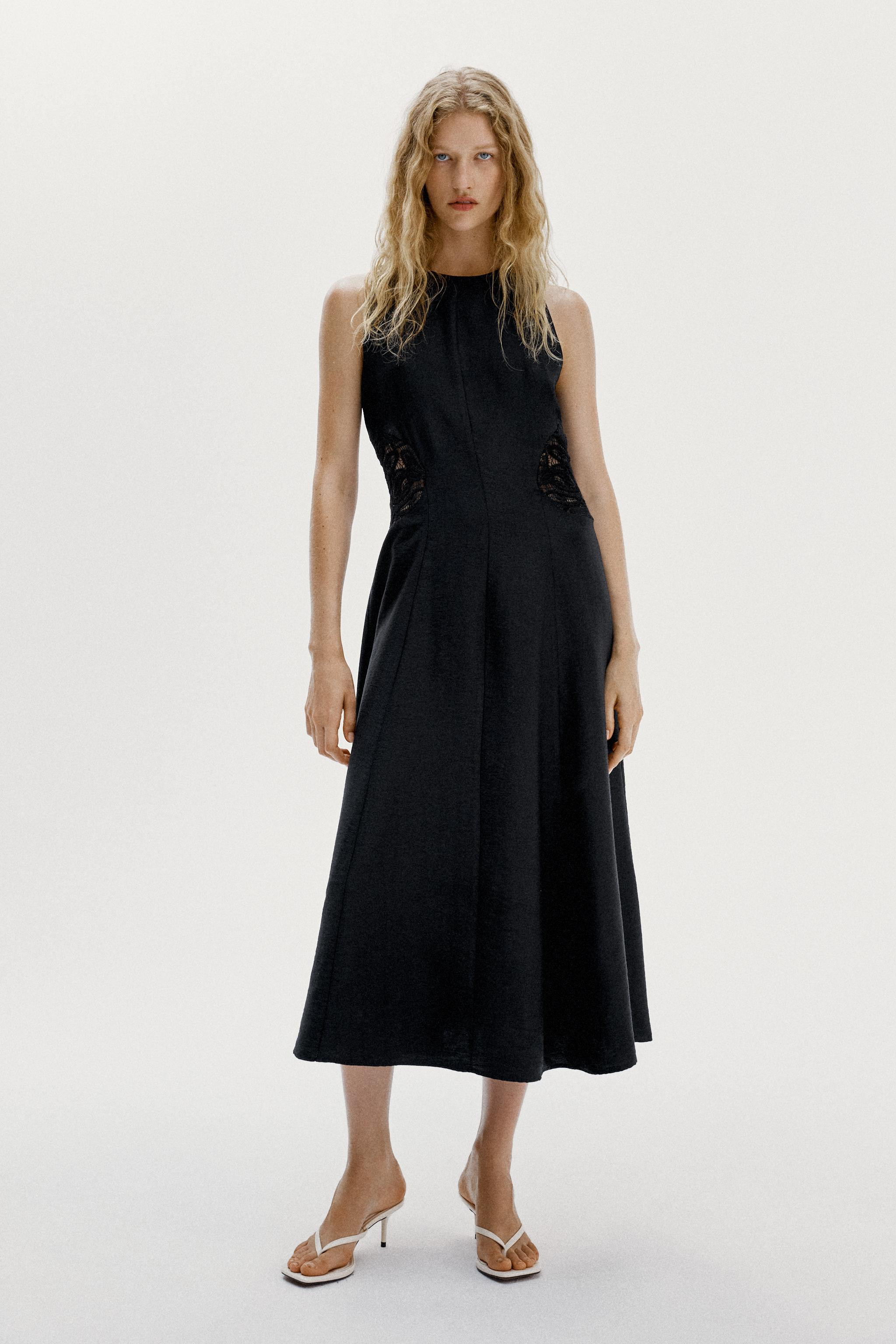 COMBINED WAIST MIDI DRESS | Zara US