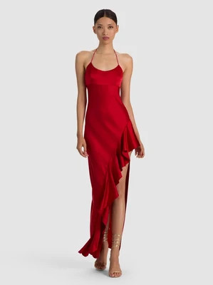 PALMA RUFFLE MAXI DRESS - HIBISCUS | Alice + Olivia