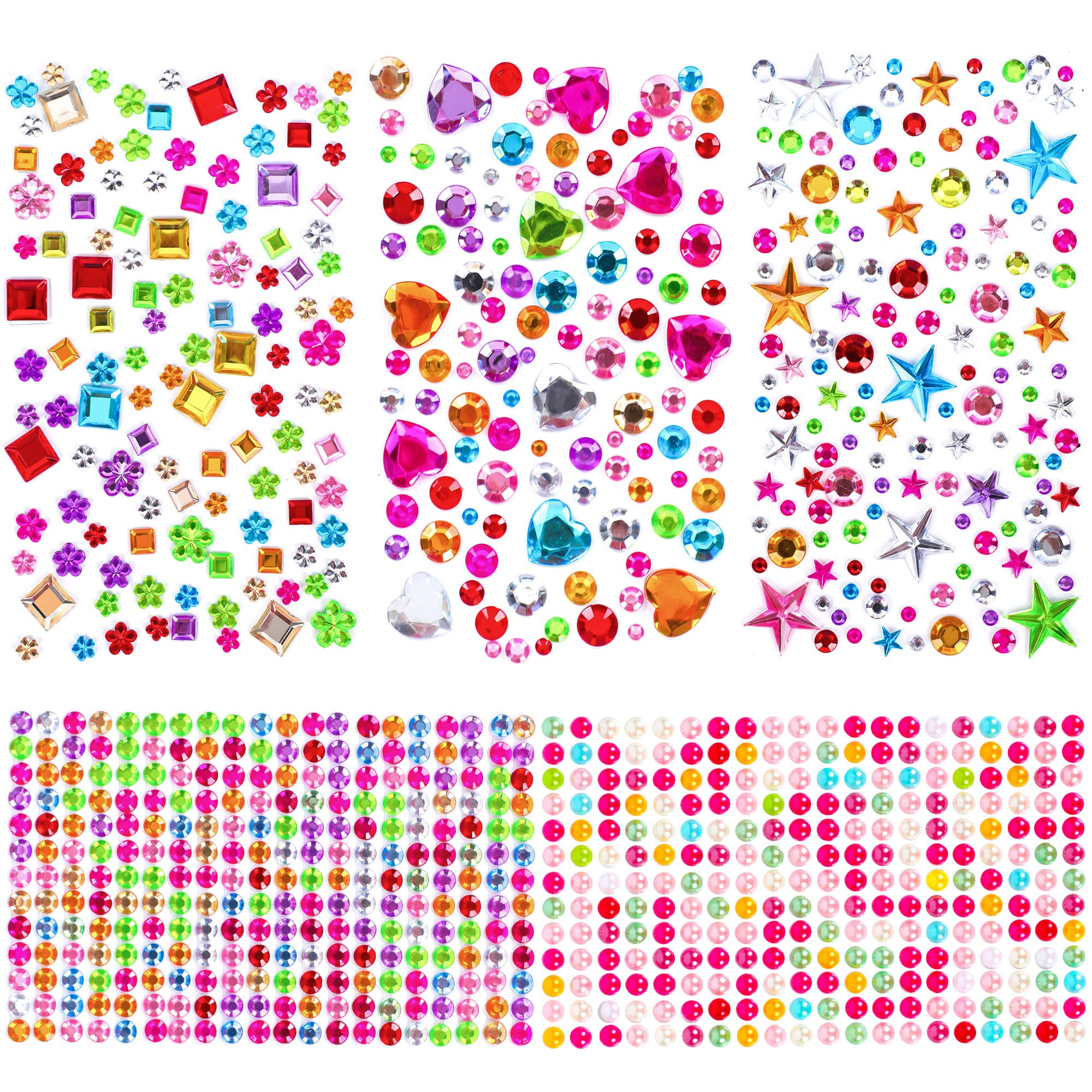 880pcs Gem Stickers Rhinestones for Crafts - Self Adhesive Jewels Stickers, Acrylic Gems DIY Craf... | Amazon (US)
