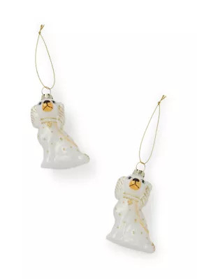 Set of 2 White Dog with Gold Chain Ornament | Belk