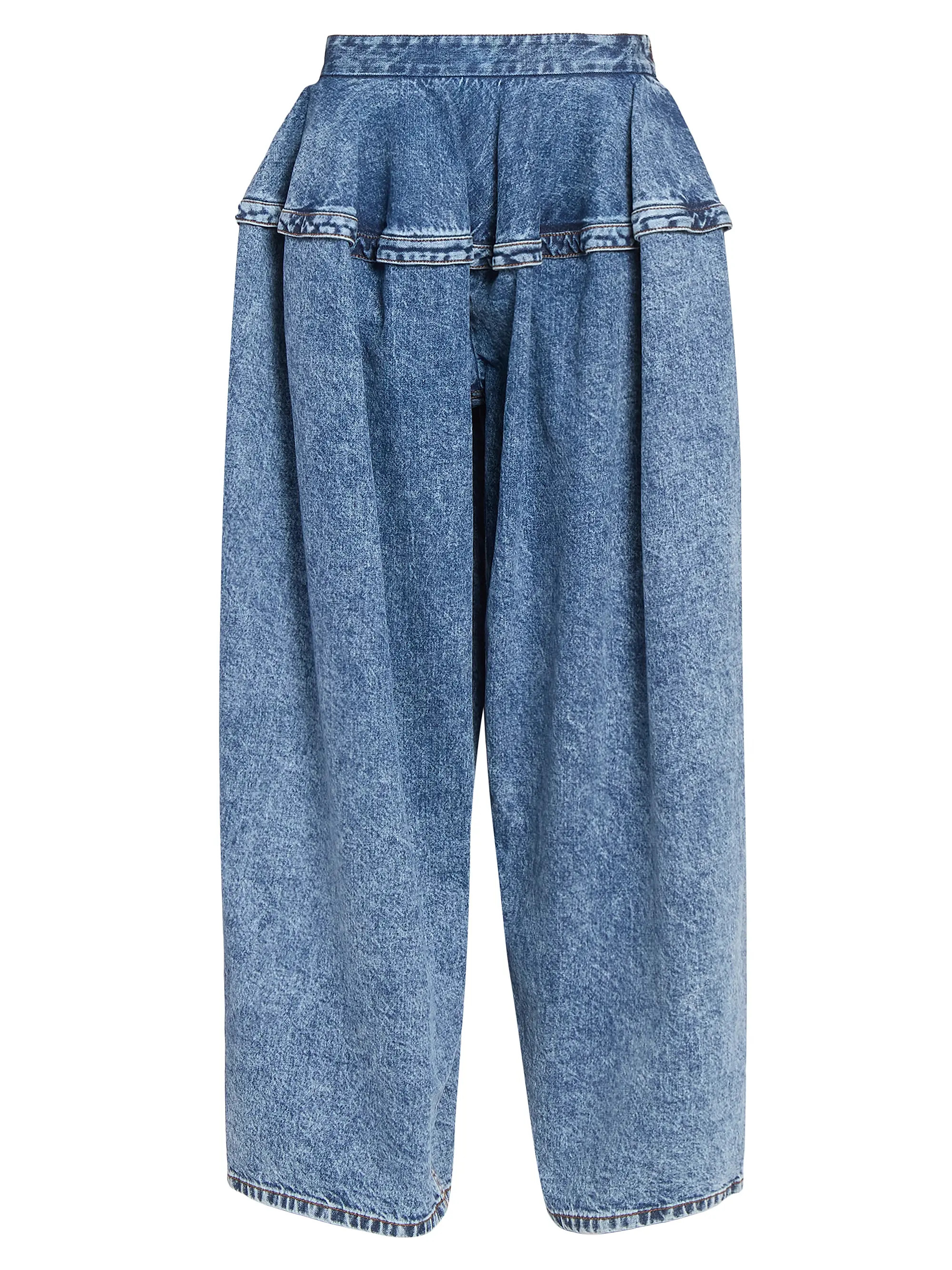 Alaïa Baggy Peplum Waist Wide-Leg Jeans | Saks Fifth Avenue | Saks Fifth Avenue