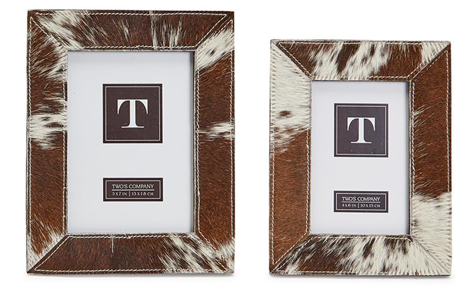 Two's Company Born To Ride Set of 2 Cowhide Photo Frames with the natural characteristic of a mat... | Amazon (US)