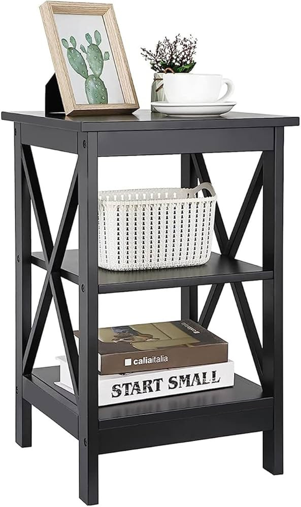 SUPER DEAL 3-Tier End Table with Storage Shelves Versatile X-Design Wood Sofa Side Table for Livi... | Amazon (US)
