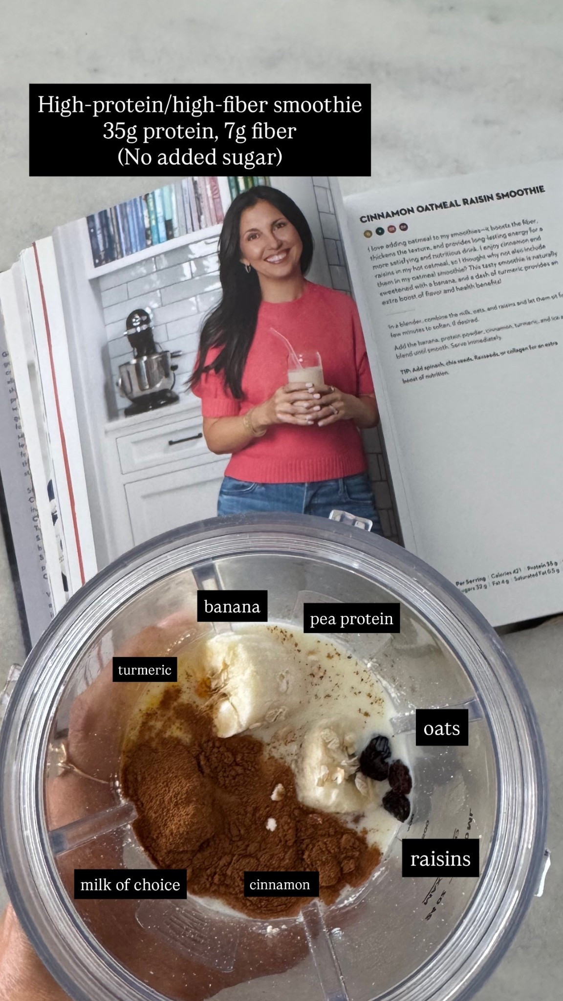 High-Protein, High Fiber Cinnamon Raisin Smoothie from Skinnytaste High Protein Cookbook. This is the unflavored pea protein I use. 

#LTKHome #LTKSaleAlert #LTKActive