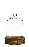 K&K Interiors 12587A 8.5 Inch Glass Cloche with Knob Top on Round Wood Mirrored Base | Amazon (US)