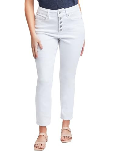 Royalty for Me Women's Vintage High Rise Button Fly Skinny Anklet Jeans, White, 16 | Amazon (US)