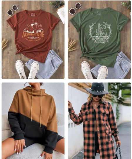 Mini Shein Fall Haul!!  Long shacket, color blocked hoodie, and super cute graphic t shirts!! #Shein #FallLook #FallLookBook #FallOutfit #SheinHaul 

#LTKSale #LTKSeasonal #LTKfit