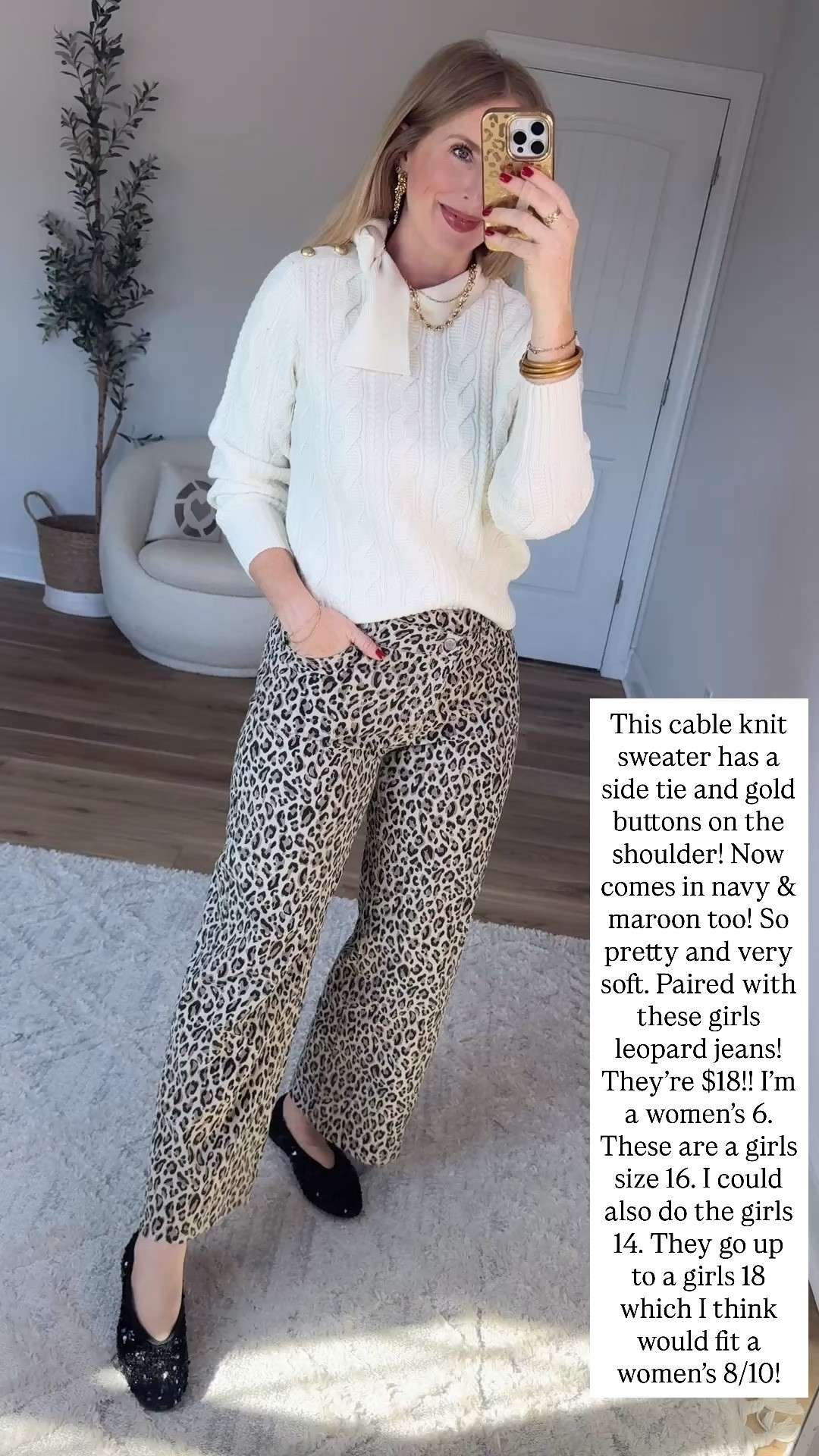 Walmart outfit, free assembly sweater, leopard jeans