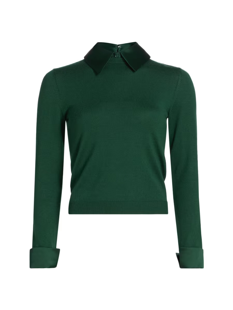 Porla Stretch Wool Contrast-Collared Sweater | Saks Fifth Avenue