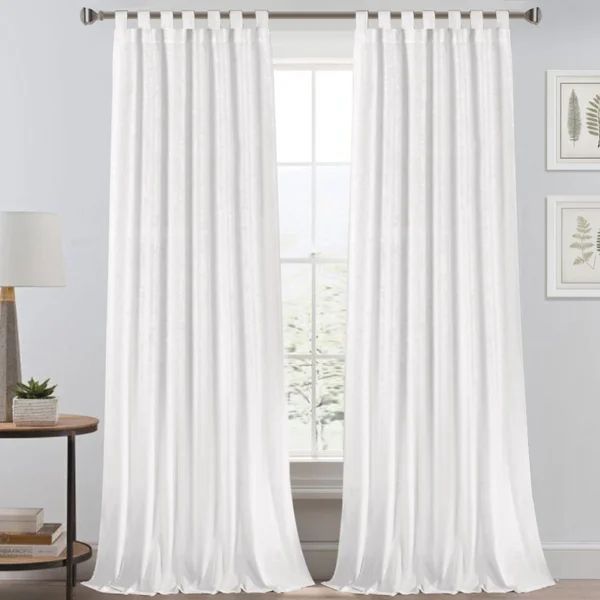 Jarmell Solid Color Linen Semi-Sheer Tab Top Curtain Panels (Set of 2) | Wayfair Professional