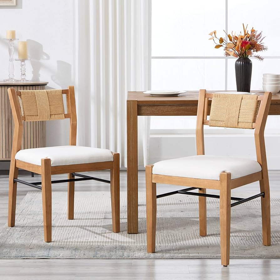 Wooden Dining Chairs Set of 2, Modern Upholstered Kitchen Side Chairs, Farmhouse Dining Room Chai... | Amazon (US)