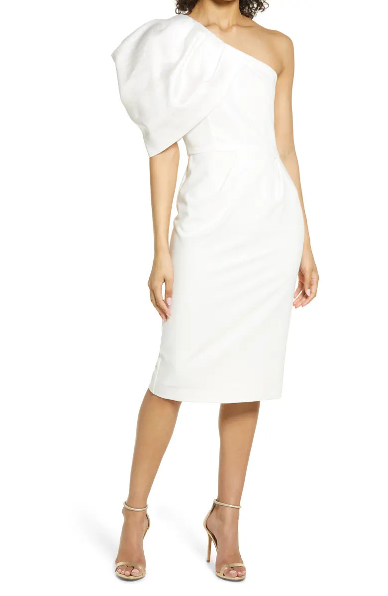 Black Halo Egan One-Shoulder Sheath Cocktail Dress | Nordstrom | Nordstrom