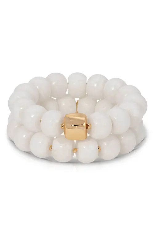 Ettika Set of 2 Power Bead Stackable Bracelets in Bone at Nordstrom | Nordstrom