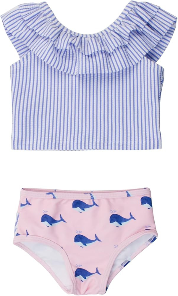 RuffleButts Baby/Toddler Girls Cropped 2-Piece Sleeveless Tankini Swimsuits with UPF50+ Sun Prote... | Amazon (US)