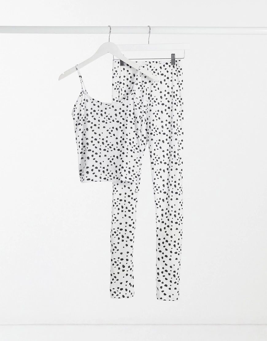 In The Style x Jac Jossa smudged polka dot t shirt and short sleepwear set in mono-Multi | ASOS (Global)