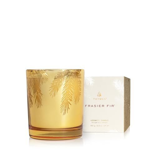 Thymes Frasier Fir Candle – Pine Needle Design – Holiday Scented Candle – Notes of Crisp Siberian Fir, Cedarwood & Sandalwood – Luxury Home Fragrance Gifts for Women & Men – Gold (Gilded, 6.5 oz) | Amazon (US)