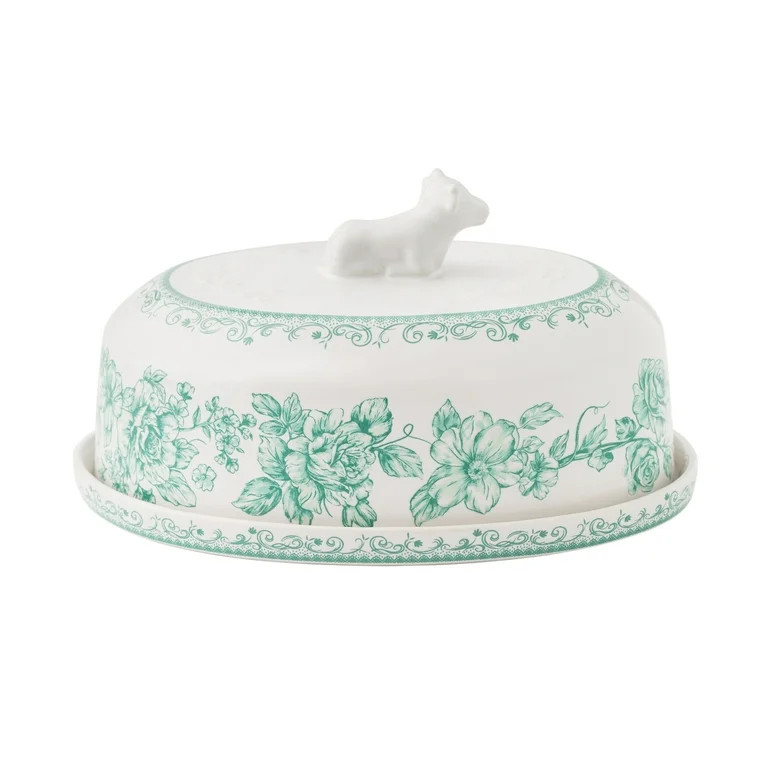 The Pioneer Woman Agatha Stoneware Butter Dish, Green | Walmart (US)