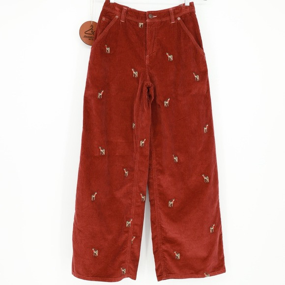 Free People We The Free Clifton Cord Wide-Leg Jeans Reindeer Embroidered Size 24 | Poshmark