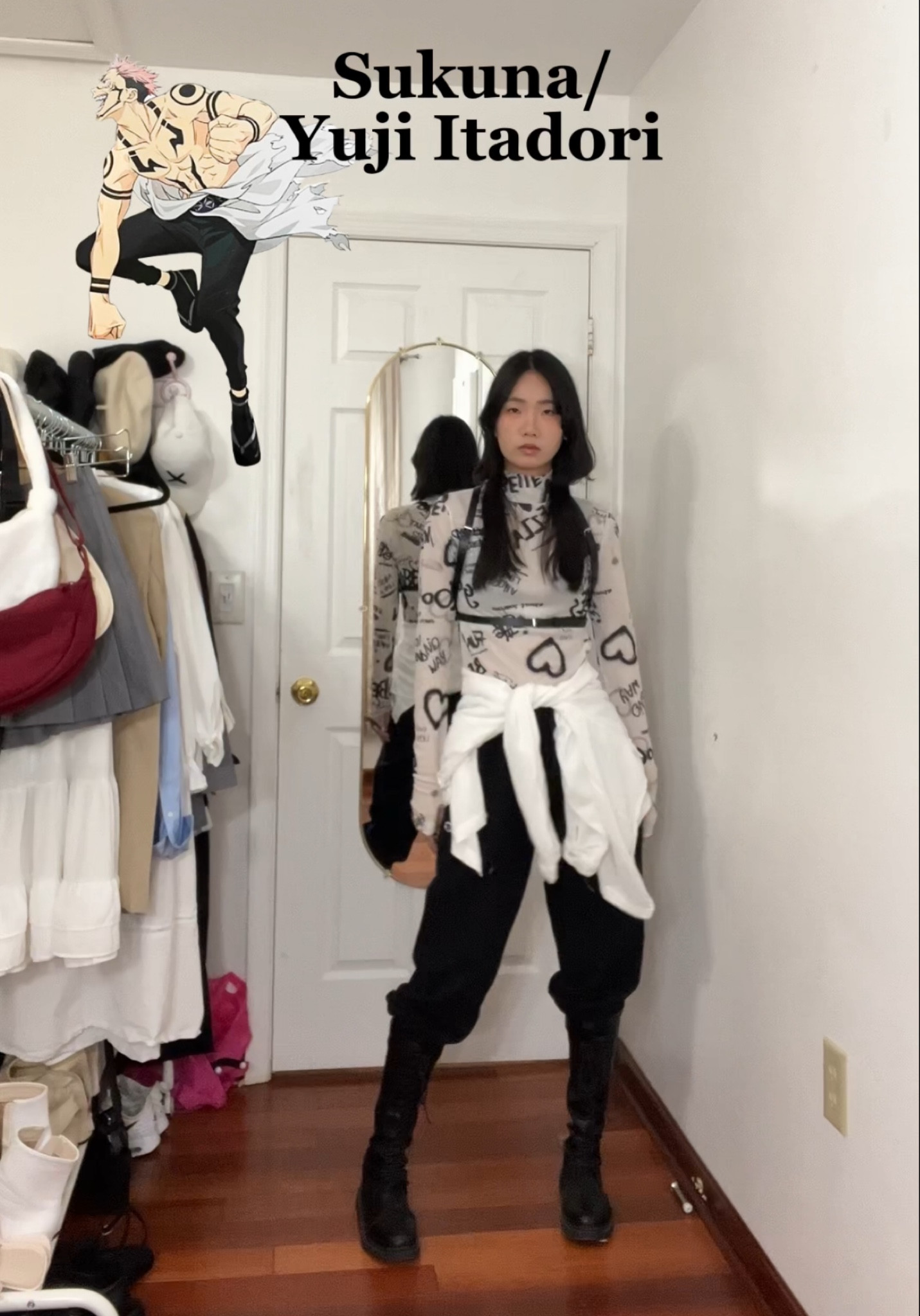 Top: Codibook (linked similar)
Belt: Aliexpress 
Blouse: SHEIN
Pants: Champion
Shoes: Aliexpress 