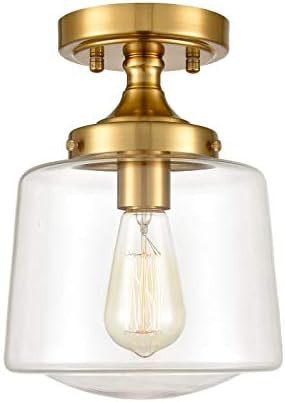 Mid-Century Retro Brass Glass Ceiling Lights Modern Semi Flush Mount Ceiling Lighting Fixture Gol... | Amazon (US)