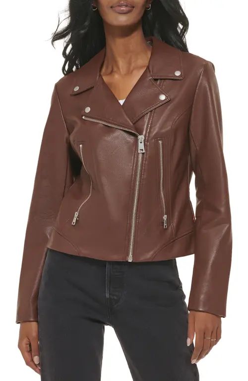 levi's Women's Faux Leather Moto Jacket in Chocolate Brown at Nordstrom, Size Large | Nordstrom