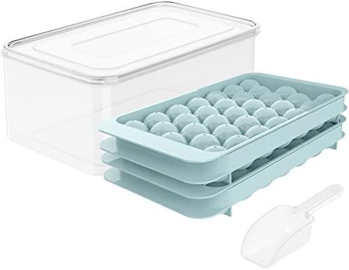 Round Ice Cube Tray with Lid Ice Ball Maker Mold for Freezer with Container Mini Circle Ice Cube ... | Amazon (US)