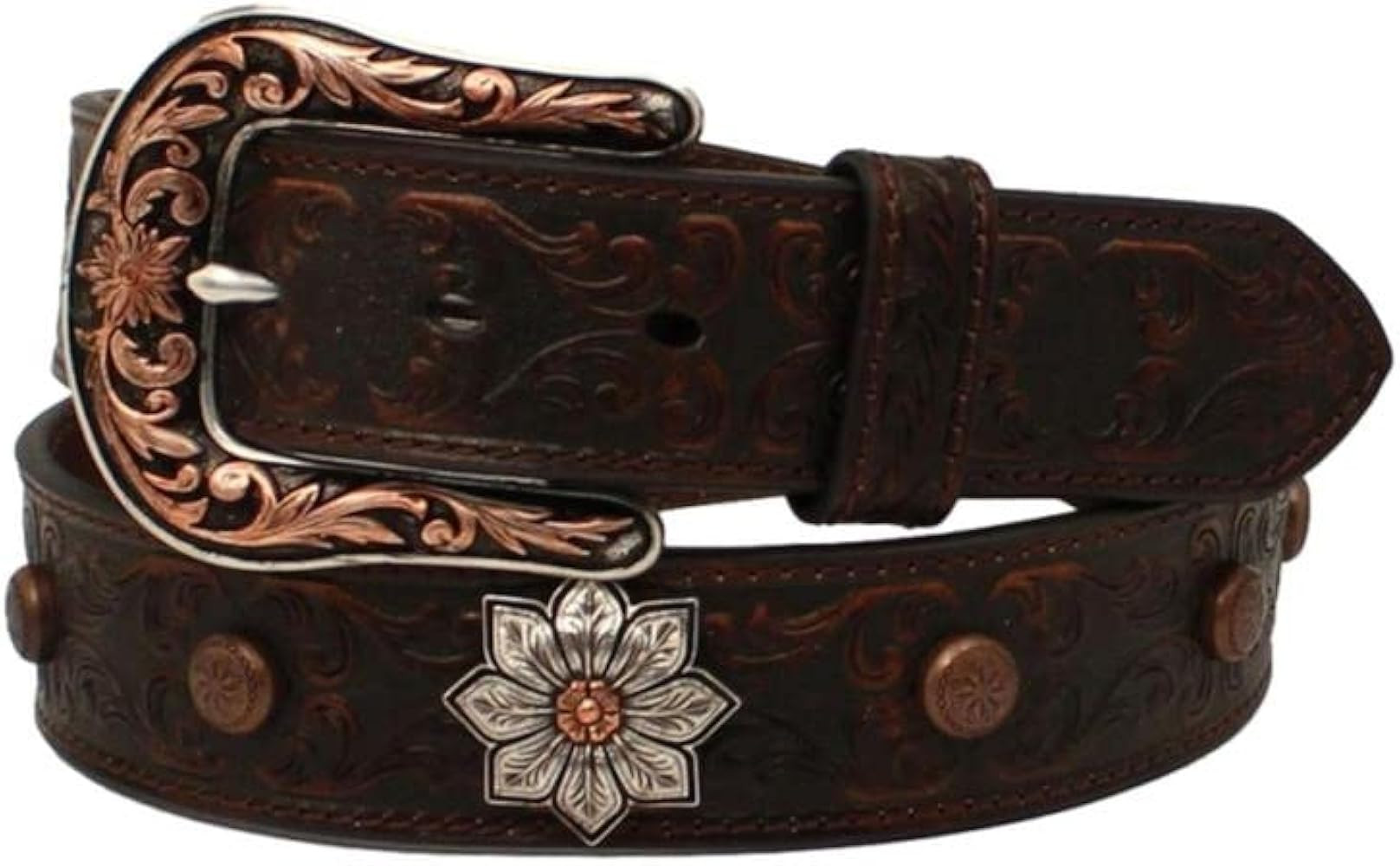ARIAT Ladies Genuine Leather Belt, Floral Embossed with Large Flower Conchos | Amazon (US)