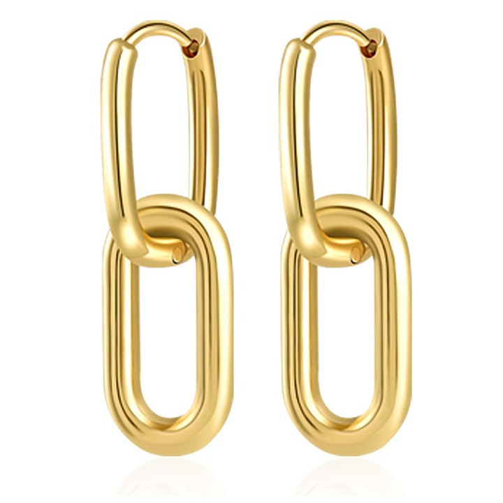 Gold Convertible Link Earrings for Women Hoop Paperclip Link Chain Earrings Jewelry Drop Dangle E... | SHEIN