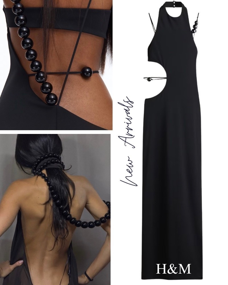 New arrivals from H&M! beaded black, cut up dress, low back dress, collaboration, black, Maxi, date, night, sexy.

#LTKootd