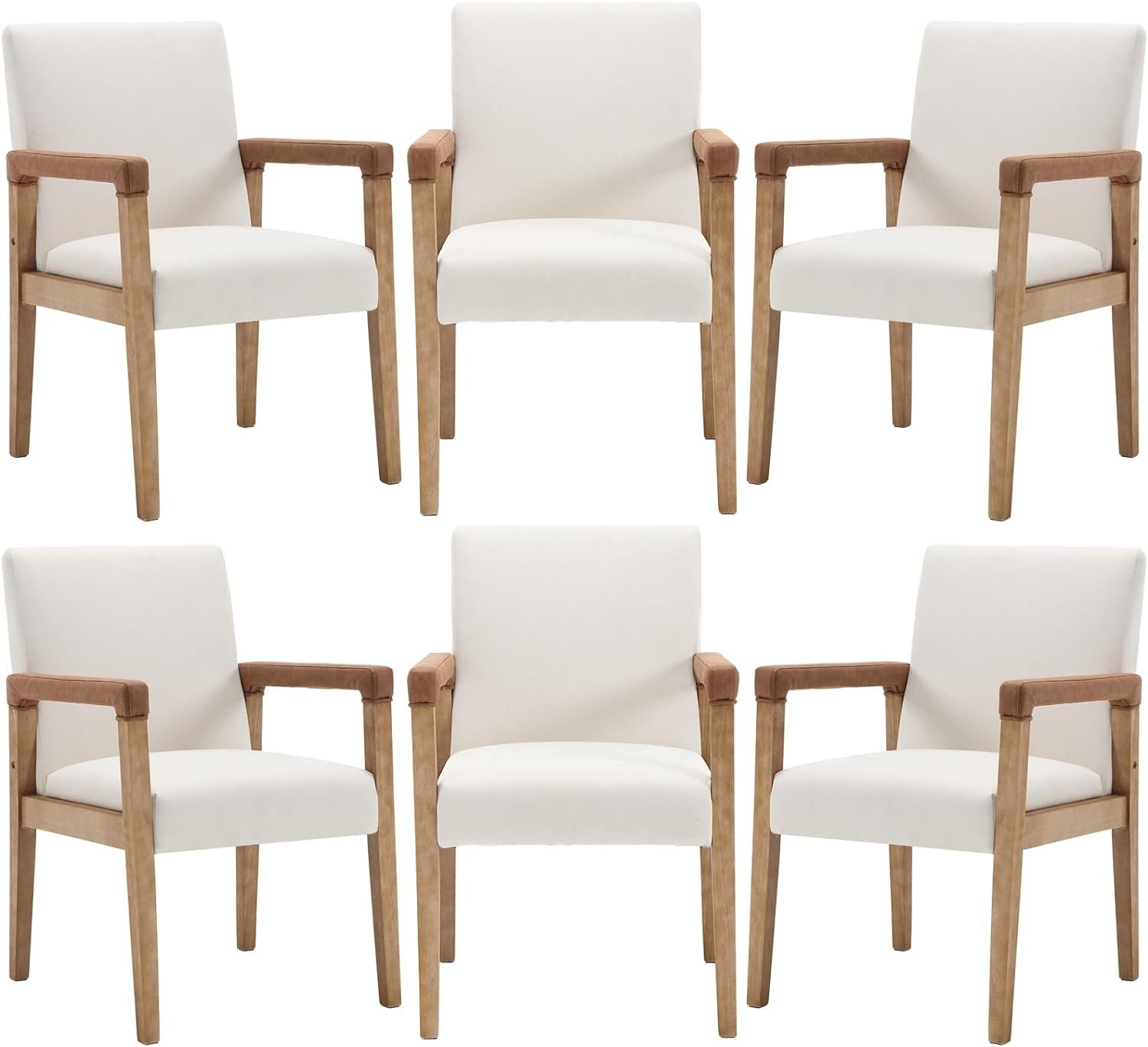 Mid Century Modern Dining Chairs Set of 6 Linen Fabric Upholstered Living Room Side Chair, Kitche... | Amazon (US)
