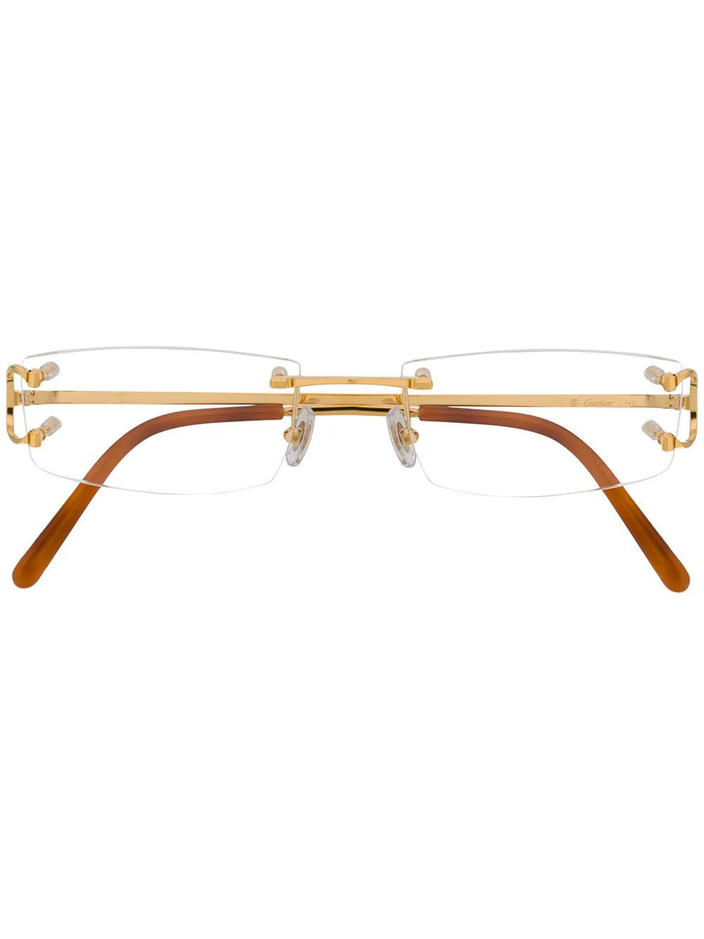 Cartier Eyewear rectangular frame glasses - Gold | Farfetch Global