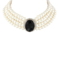 pearl-embellished multi-strand choker necklace