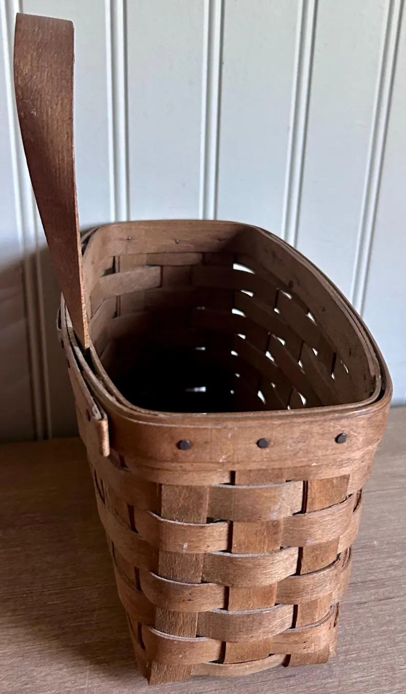 Vintage 1983 Longaberger Hanging Woven Basket W/ Handle Signed Metal Hanger - Etsy | Etsy (US)