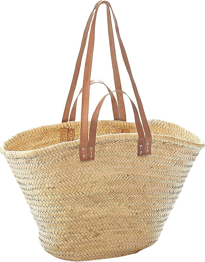 Kobolo Tasche, Palmblatt, mit Ledergriffe und Lederhenkel, 55 x 21 x 36 cm | Amazon (DE)