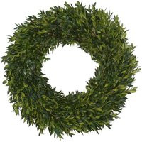 Boxwood Wreath, 14"", Fresh Christmas Burlap Bow, Front Door Natural Wedding Decor, Real | Etsy (US)